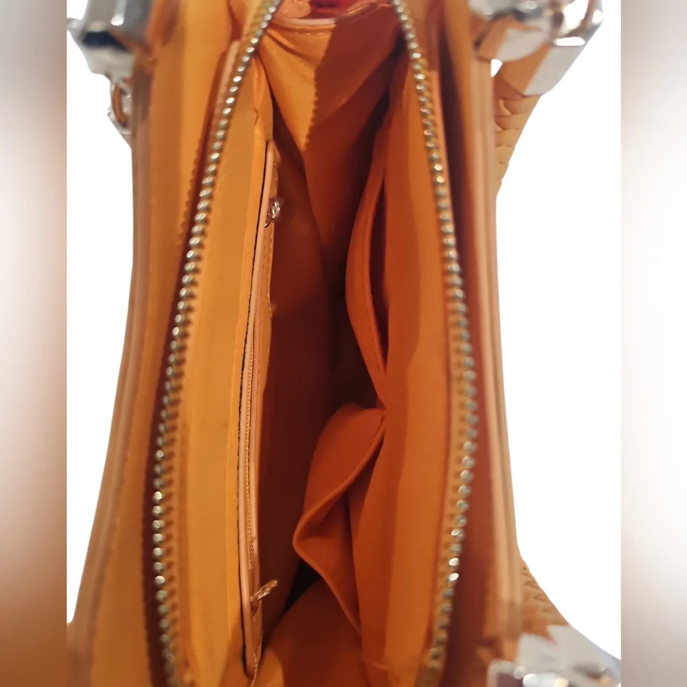Bebe Aliyah stud micro shopper cross body shopper camel EUC